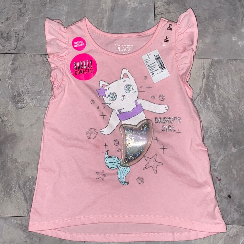 The Children's Place Pink Mermaid Cat Top 3t 3y toddler girl brand new